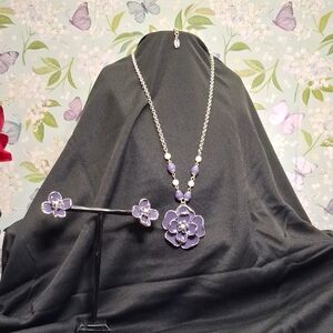 MONET Elegant Purple Flower Jewelry Set
